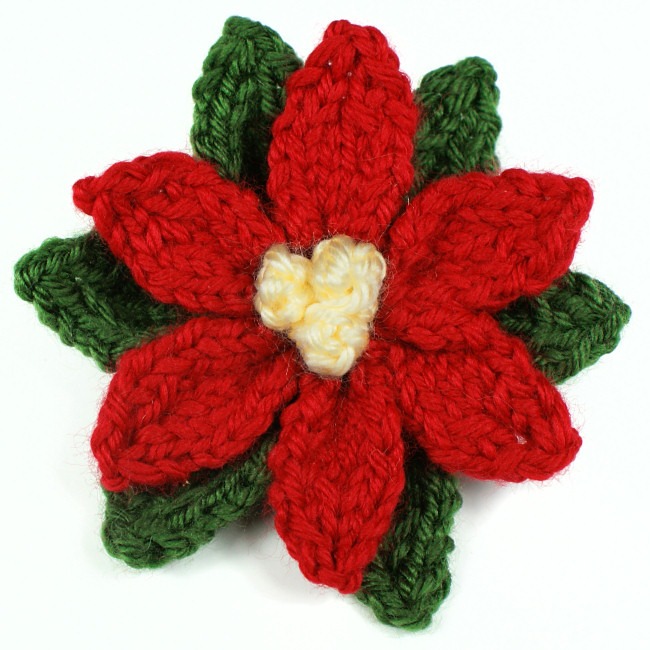 (image for) Knitted Poinsettia DONATIONWARE knitting pattern - Click Image to Close