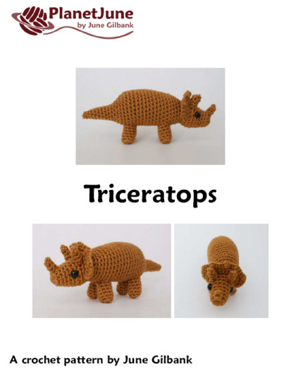 (image for) Triceratops - amigurumi dinosaur crochet pattern - Click Image to Close