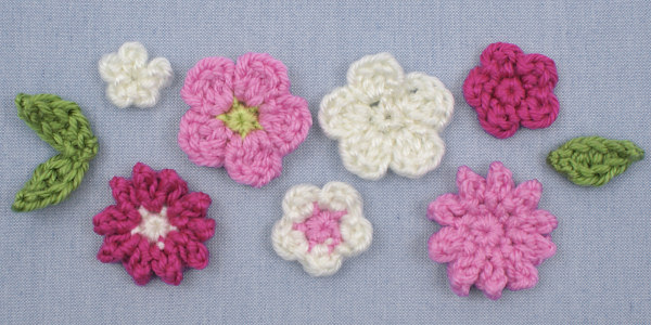 Posy Blossoms DONATIONWARE flowers and leaves crochet pattern - Click Image to Close