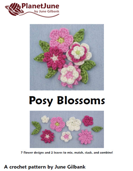 Posy Blossoms DONATIONWARE flowers and leaves crochet pattern - Click Image to Close