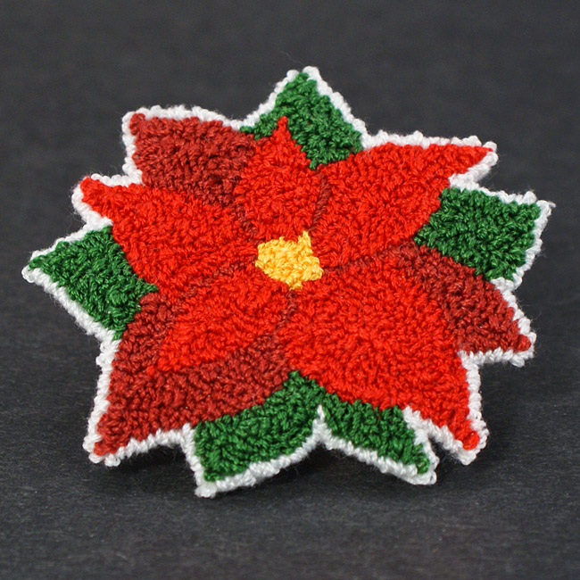 (image for) Poinsettia DONATIONWARE punchneedle embroidery pattern - Click Image to Close