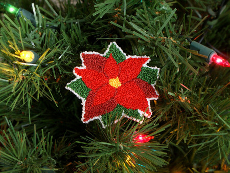 (image for) Poinsettia DONATIONWARE punchneedle embroidery pattern - Click Image to Close