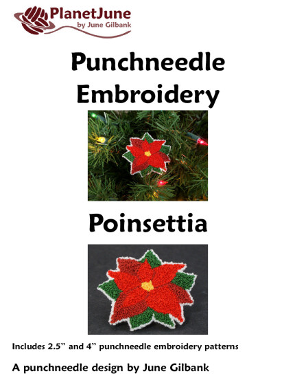 (image for) Poinsettia DONATIONWARE punchneedle embroidery pattern - Click Image to Close