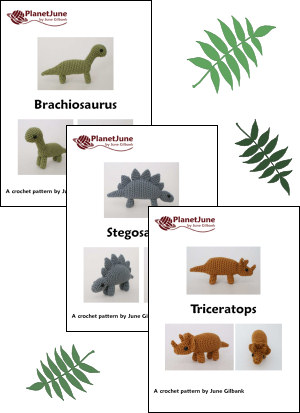 (image for) Dinosaurs Set 1 - THREE amigurumi crochet patterns - Click Image to Close