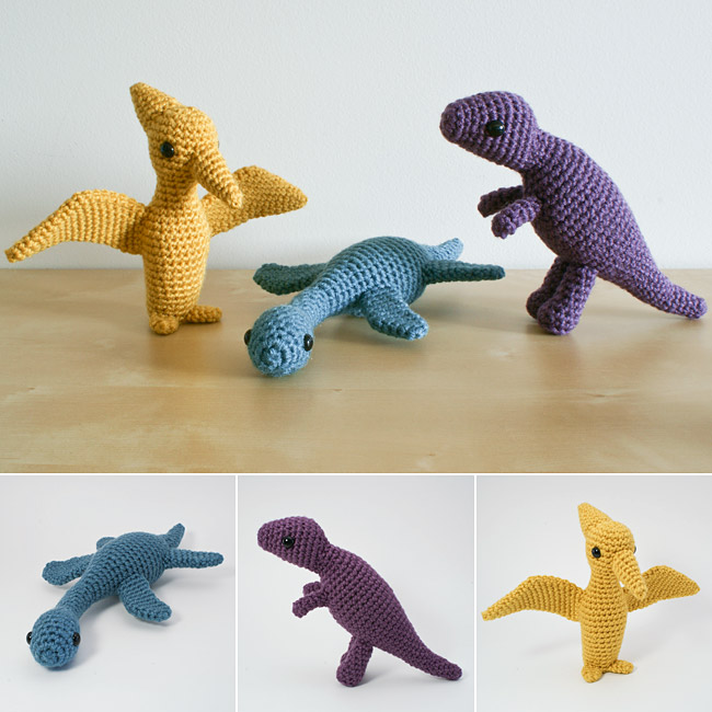 (image for) Dinosaurs Set 2 - THREE amigurumi crochet patterns - Click Image to Close