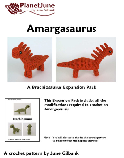Amargasaurus amigurumi dinosaur EXPANSION PACK crochet pattern - Click Image to Close