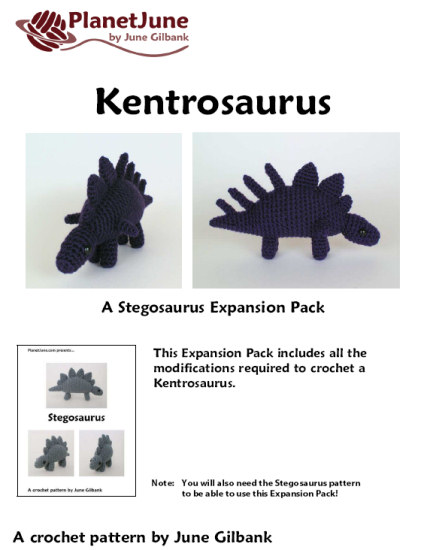 Kentrosaurus amigurumi dinosaur EXPANSION PACK crochet pattern - Click Image to Close