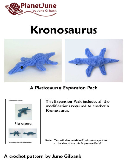 Kronosaurus amigurumi dinosaur EXPANSION PACK crochet pattern - Click Image to Close