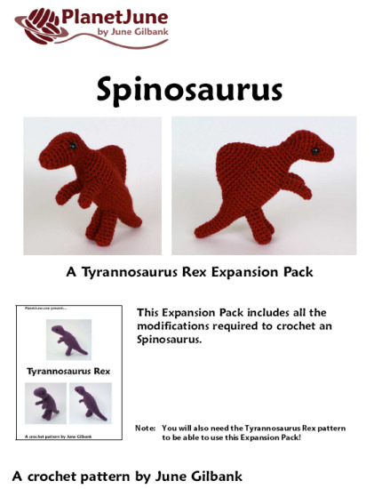 (image for) Spinosaurus amigurumi dinosaur EXPANSION PACK crochet pattern - Click Image to Close