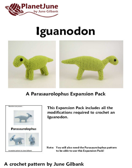 (image for) Iguanodon amigurumi dinosaur EXPANSION PACK crochet pattern - Click Image to Close