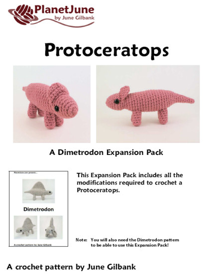 Protoceratops amigurumi dinosaur EXPANSION PACK crochet pattern - Click Image to Close