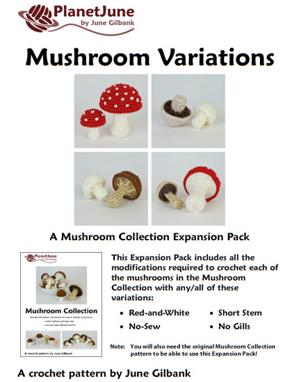 (image for) Mushroom Variations EXPANSION PACK crochet pattern - Click Image to Close