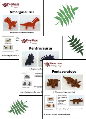 (image for) Dinosaurs Set 1X THREE amigurumi EXPANSION PACK crochet patterns - Click Image to Close