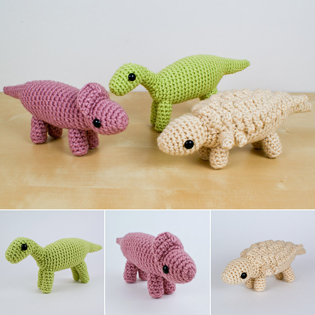 (image for) Dinosaurs Set 3X THREE amigurumi EXPANSION PACK crochet patterns - Click Image to Close
