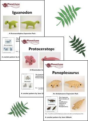 Dinosaurs Set 3X THREE amigurumi EXPANSION PACK crochet patterns - Click Image to Close