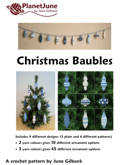 (image for) Christmas Baubles crochet pattern: 9 ornament designs - Click Image to Close