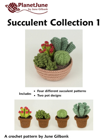 (image for) Succulent Collection 1: FOUR realistic crochet patterns - Click Image to Close