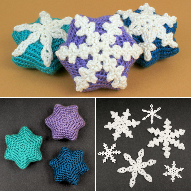 (image for) Snow Star Ornaments crochet pattern: 3 unique designs - Click Image to Close