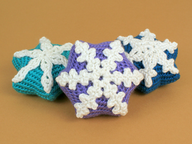 (image for) Snow Star Ornaments crochet pattern: 3 unique designs - Click Image to Close