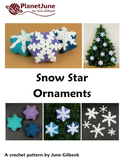 (image for) Snow Star Ornaments crochet pattern: 3 unique designs - Click Image to Close