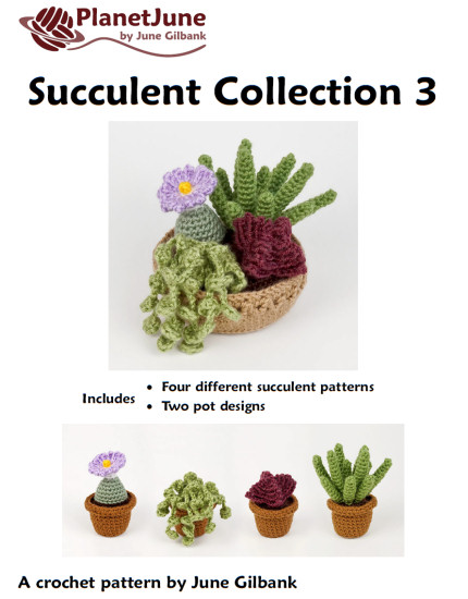 (image for) Succulent Collection 3: FOUR realistic crochet patterns - Click Image to Close