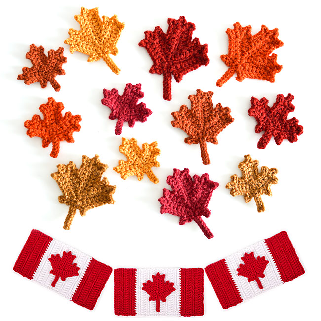 (image for) Maple Leaf Collection & Canadian Flag: THREE crochet patterns - Click Image to Close