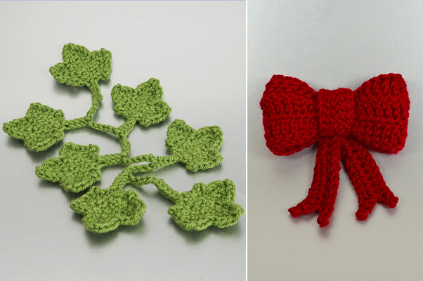 Christmas Decor Set 3: Ivy & Bow crochet patterns - Click Image to Close