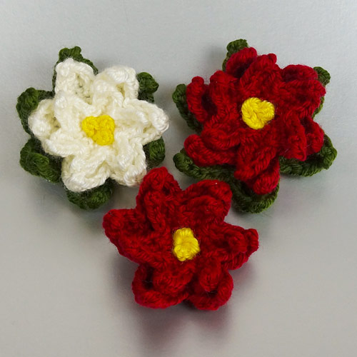 (image for) Christmas Decor Set 4: Poinsettia & Bells crochet patterns - Click Image to Close