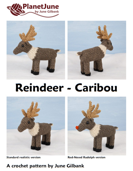 Reindeer - Caribou realistic PLUS Red-Nosed Rudolph amigurumi crochet pattern - Click Image to Close