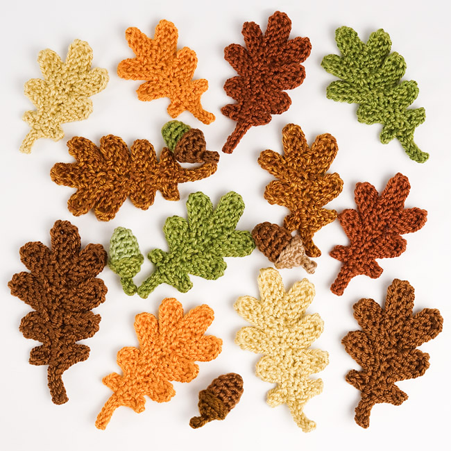 Oak Leaf Collection & Life-Sized Acorn: THREE crochet patterns - Click Image to Close