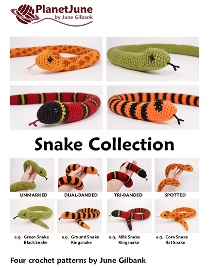 Snake Collection - FOUR amigurumi crochet patterns - Click Image to Close