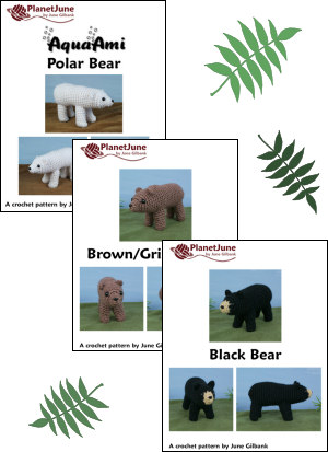 Black, Brown & Polar Bears: THREE amigurumi crochet patterns - Click Image to Close