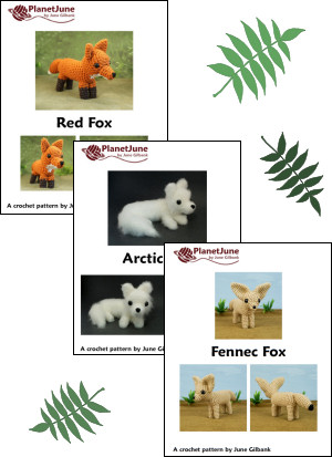Red, Arctic & Fennec Foxes: THREE amigurumi crochet patterns - Click Image to Close