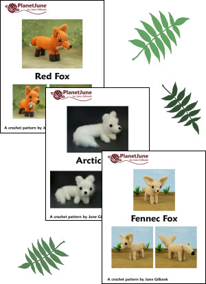 (image for) Red, Arctic & Fennec Foxes: THREE amigurumi crochet patterns - Click Image to Close