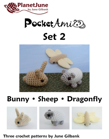 PocketAmi Set 2: Bunny Sheep Dragonfly amigurumi crochet patterns - Click Image to Close