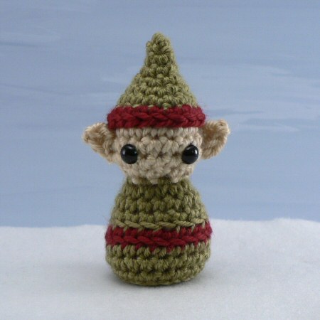 (image for) PocketAmi Set 4: Christmas - three amigurumi crochet patterns: Reindeer, Snowman, Elf - Click Image to Close