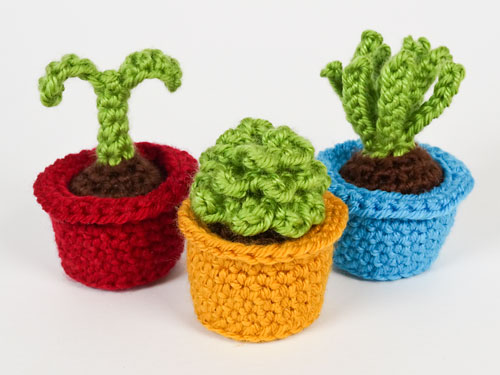 (image for) PocketAmi Set 7: Plant Pals - three amigurumi potted plant crochet patterns - Click Image to Close