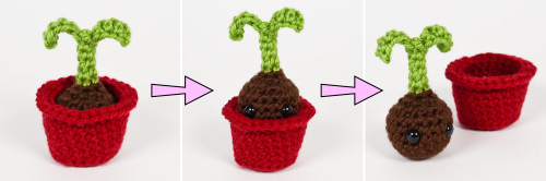 (image for) PocketAmi Set 7: Plant Pals - three amigurumi potted plant crochet patterns - Click Image to Close