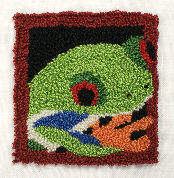 Punchneedle Embroidery Pattern: Red-Eyed Tree Frog - Click Image to Close