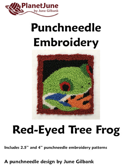 (image for) Punchneedle Embroidery Pattern: Red-Eyed Tree Frog - Click Image to Close