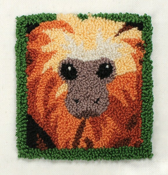 Punchneedle Embroidery Pattern: Golden Lion Tamarin - Click Image to Close