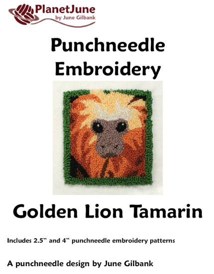 Punchneedle Embroidery Pattern: Golden Lion Tamarin - Click Image to Close
