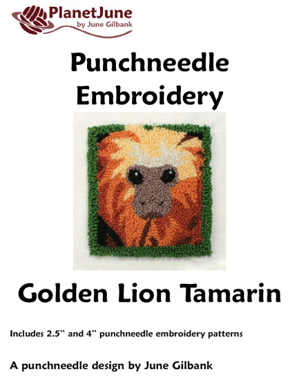 (image for) Punchneedle Embroidery Pattern: Golden Lion Tamarin - Click Image to Close