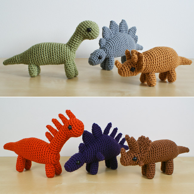 (image for) Dinosaurs Sets 1 & 1X - SIX amigurumi crochet patterns - Click Image to Close