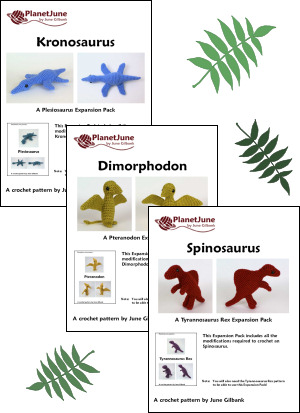 Dinosaurs Sets 2 & 2X - SIX amigurumi crochet patterns - Click Image to Close