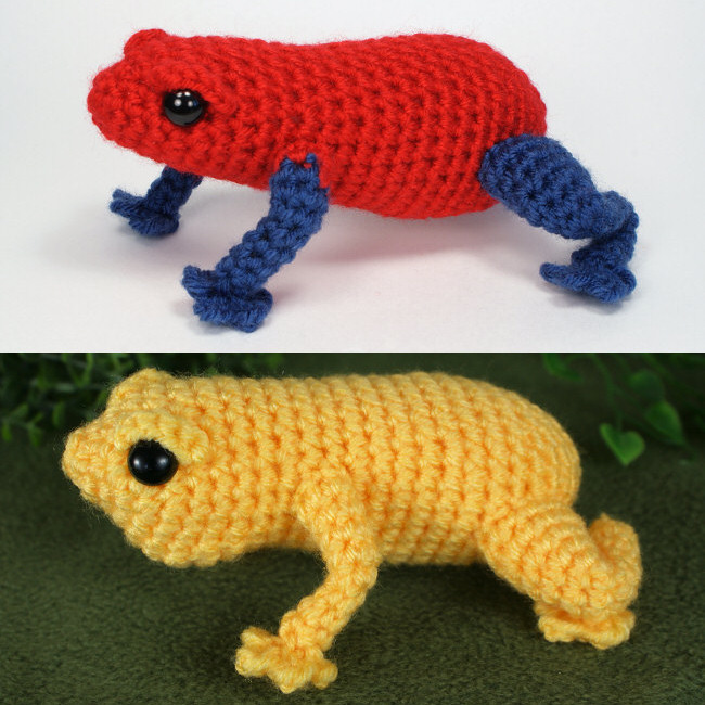 (image for) Poison Dart Frog & Singing Frog - TWO amigurumi crochet patterns - Click Image to Close