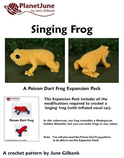 Poison Dart Frog & Singing Frog - TWO amigurumi crochet patterns - Click Image to Close