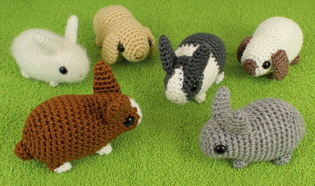 (image for) Baby Bunnies 1 & 2 - SIX amigurumi bunny crochet patterns - Click Image to Close