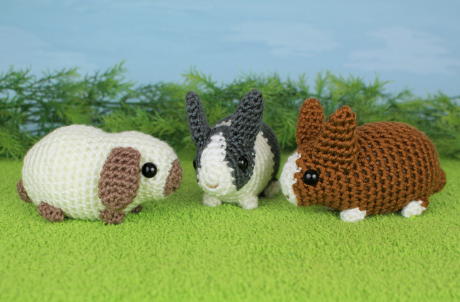 Baby Bunnies 1 & 2 - SIX amigurumi bunny crochet patterns - Click Image to Close