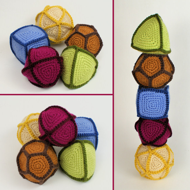 (image for) Polyhedral Balls, Gaming Dice, Cuboctahedron: 7 crochet patterns - Click Image to Close